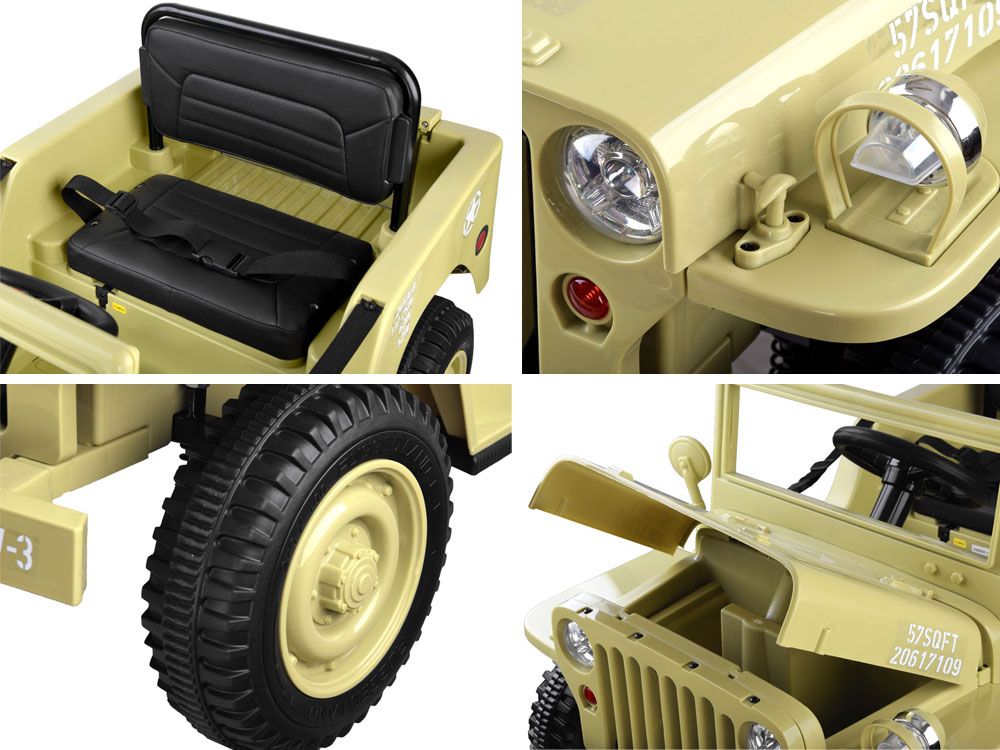 Dětský elektrický vojenský jeep willys SMALL 4x4 světle zelený - obrázek 5