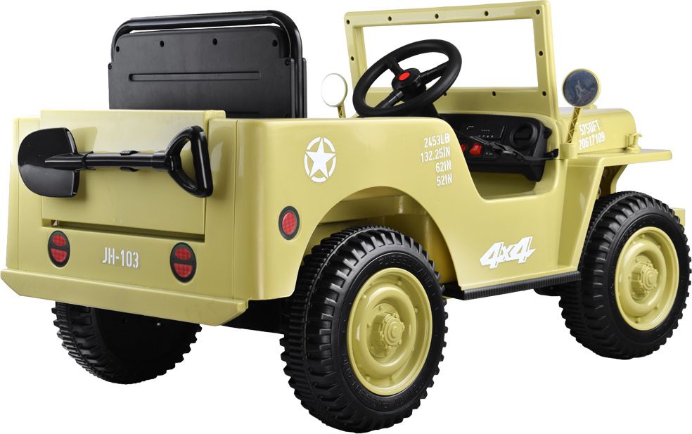 Dětský elektrický vojenský jeep willys SMALL 4x4 světle zelený - obrázek 8