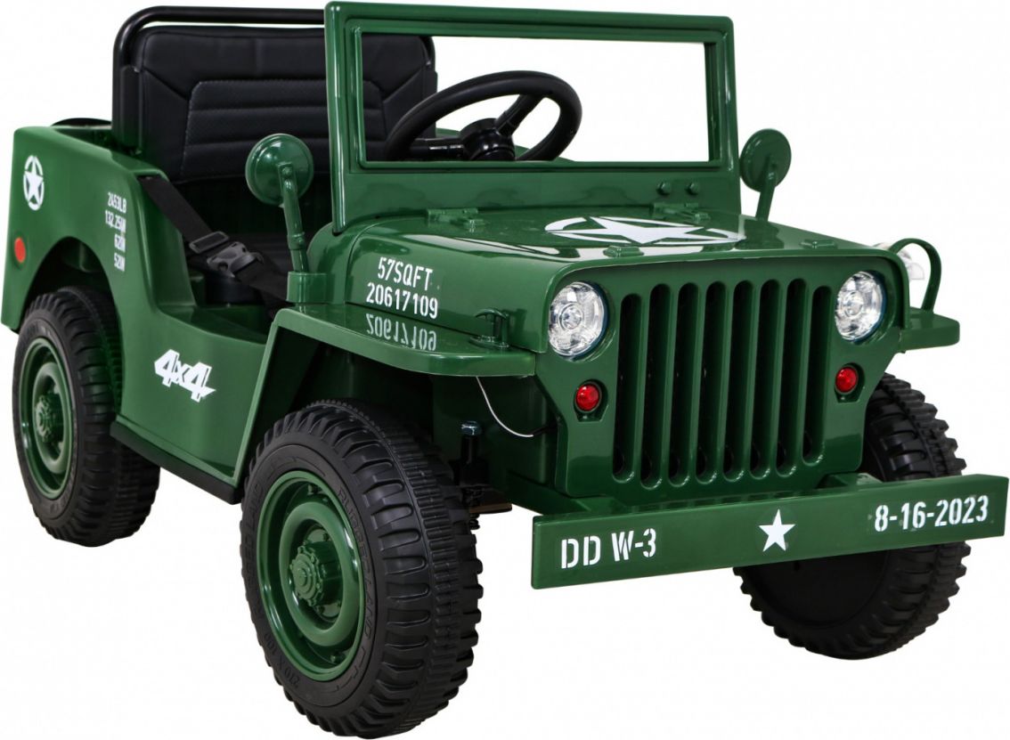 Dětský elektrický vojenský jeep willys SMALL 4x4 tmavě zelený - obrázek 2