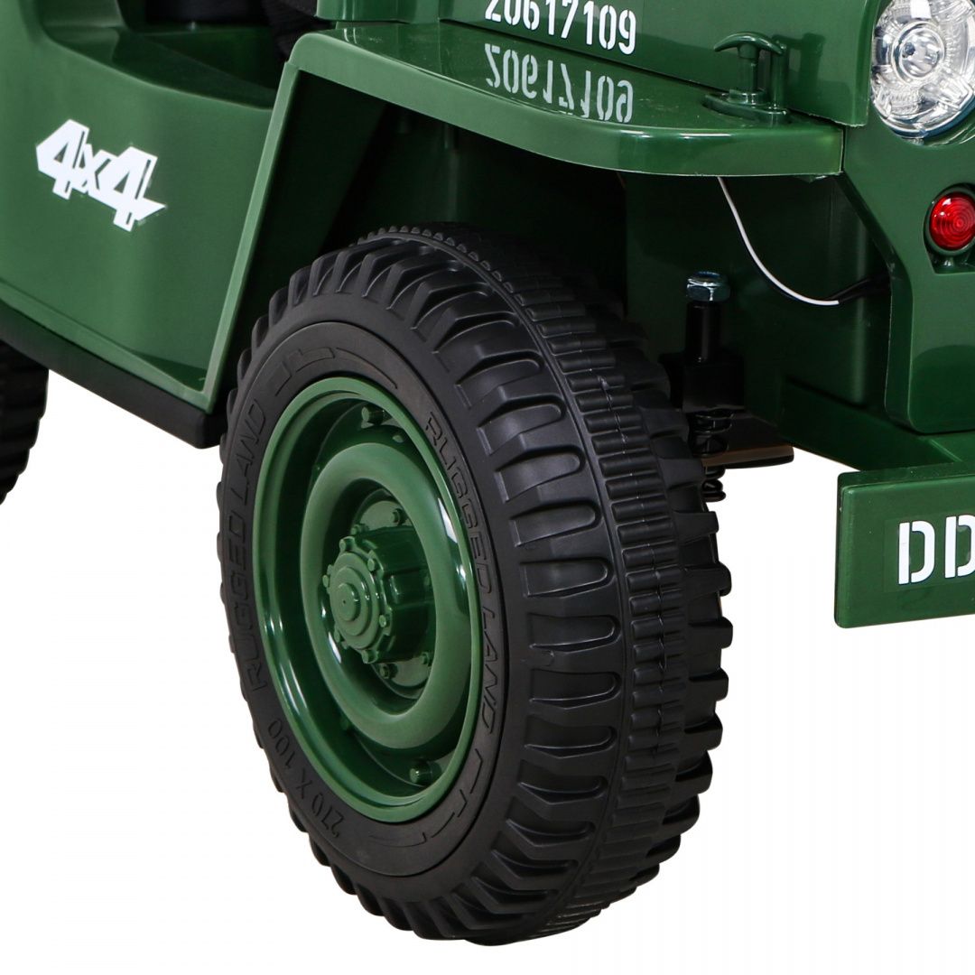 Dětský elektrický vojenský jeep willys SMALL 4x4 tmavě zelený - obrázek 3
