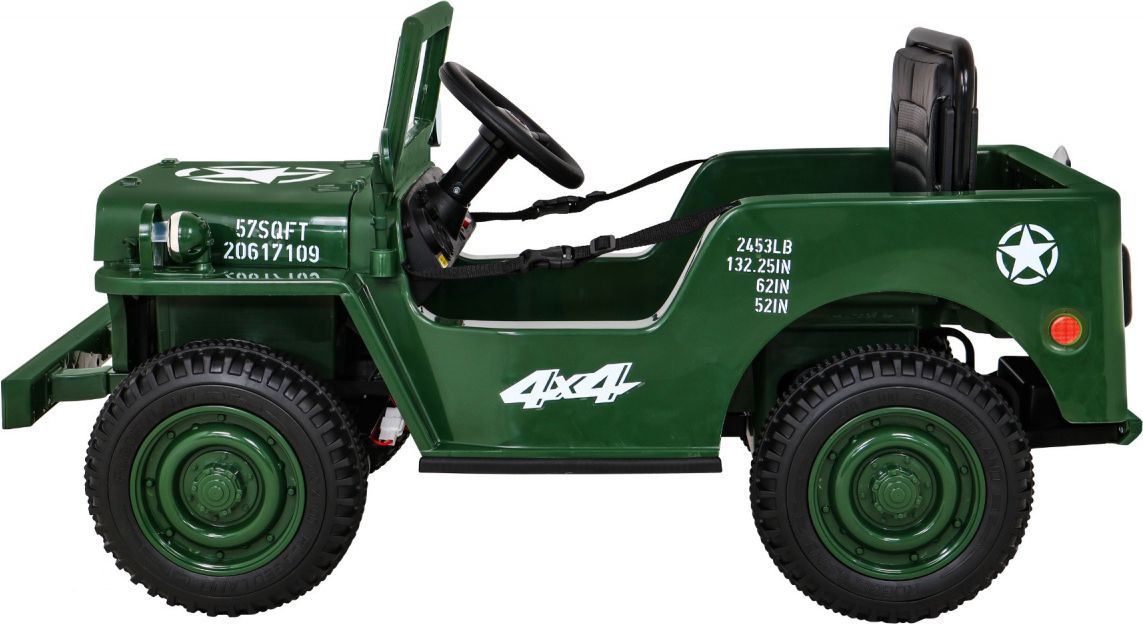 Dětský elektrický vojenský jeep willys SMALL 4x4 tmavě zelený - obrázek 6