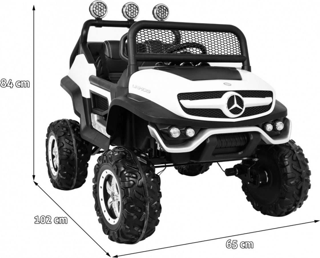 Elektrické autíčko Mercedes Unimog S, 4x4, 12V Bílé - obrázek 4