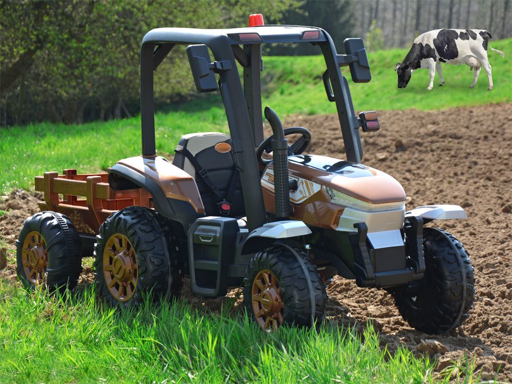 Elektrický traktor s přívěsem Blast BROWN - obrázek 9