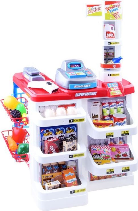 Dětský supermarket s nákupním košíkem červený - obrázek 2