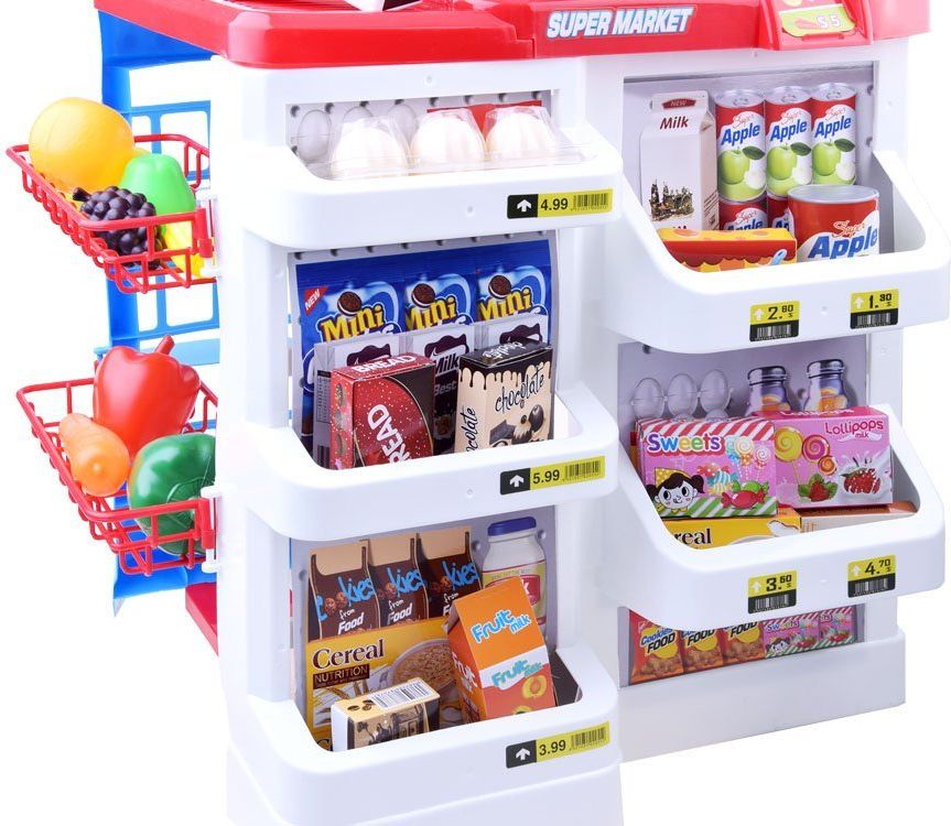 Dětský supermarket s nákupním košíkem červený - obrázek 8