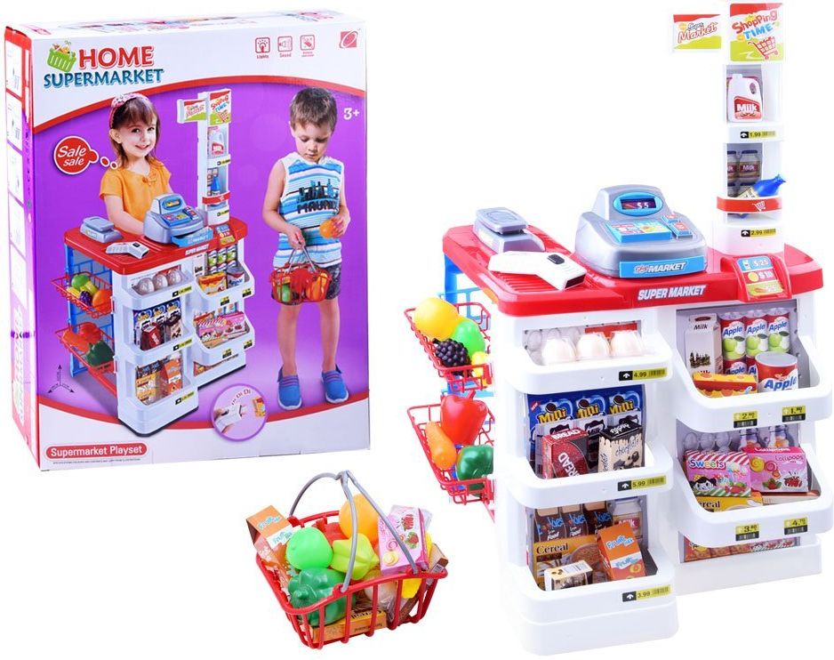 Dětský supermarket s nákupním košíkem červený - obrázek 10