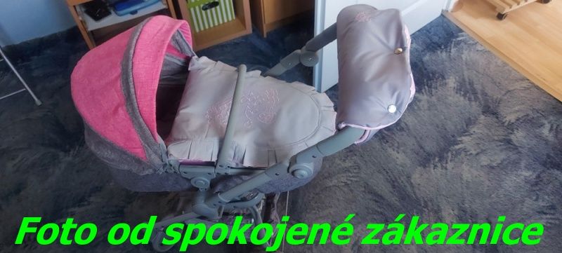 Rukávník na kočárek pro panenku Dětský svět šedorůžový - obrázek 4