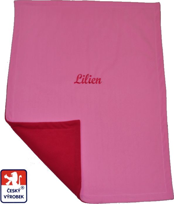 Dětská do kočárku se jménem 2v1 Dětský svět dvojitá fleece pink - obrázek 3