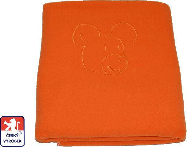 Dětská deka do kočárku Dětský svět fleece oranžová s myškou Výprodej - obrázek 1