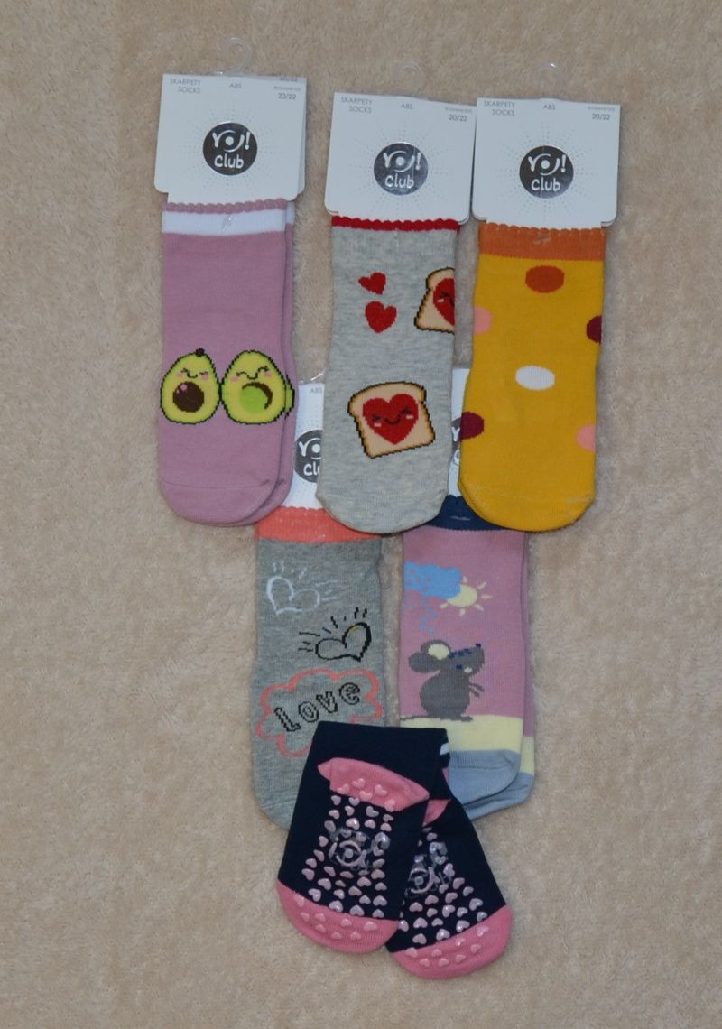 Holčičí bavlněné ponožky, YO BABY,  vel.12,5-13,5cm protiskluzové ABS - obrázek 1
