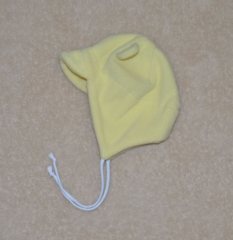 Dětská zimní čepička, Dětský svět, Baby Fleece s ouškama, banán vel.1 výprodej - obrázek 1