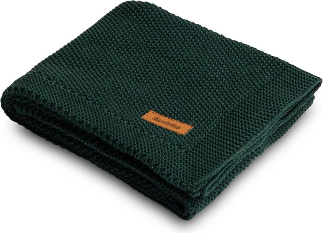 Pletená deka do kočárku Sensillo 100% bavlna tmavě zelená - obrázek 1