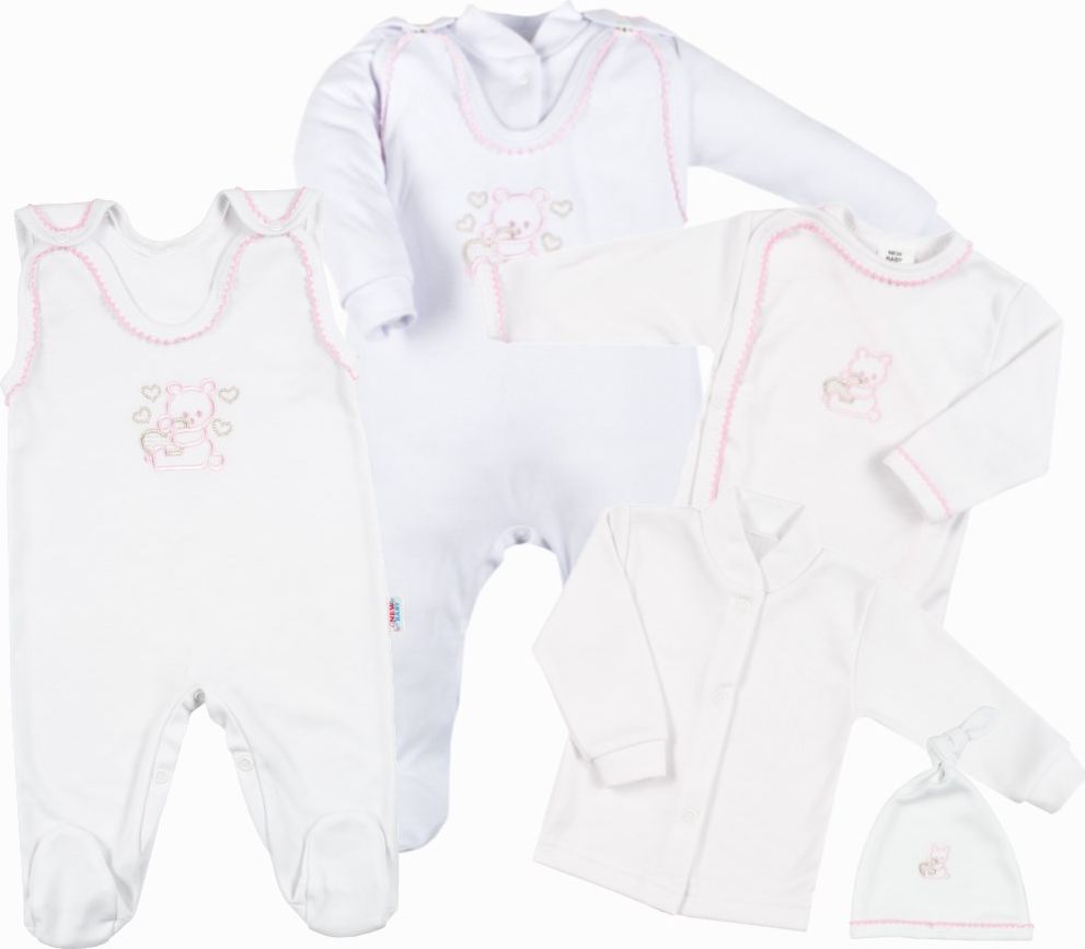 NEW BABY 4-dílná soupravička růžová Bavlna 56 (0-3m) - obrázek 1