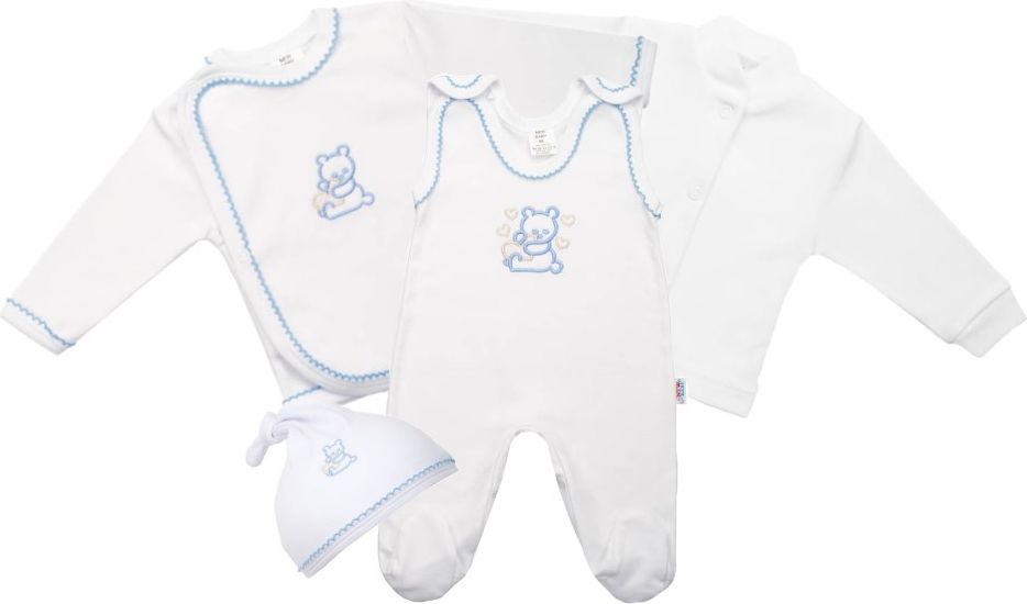 NEW BABY 4-dílná soupravička modrá Bavlna 68 (4-6m) - obrázek 1