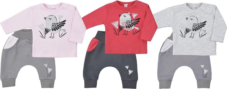 KOALA Kojenecké bavlněné tepláčky a tričko Koala Birdy šedé Bavlna 80 (9-12m) - obrázek 2