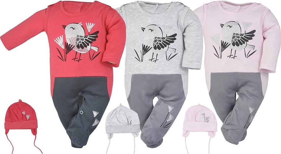 KOALA 3-dílná bavlněná dětská souprava Koala Birdy tmavé růžová Bavlna 68 (4-6m) - obrázek 2