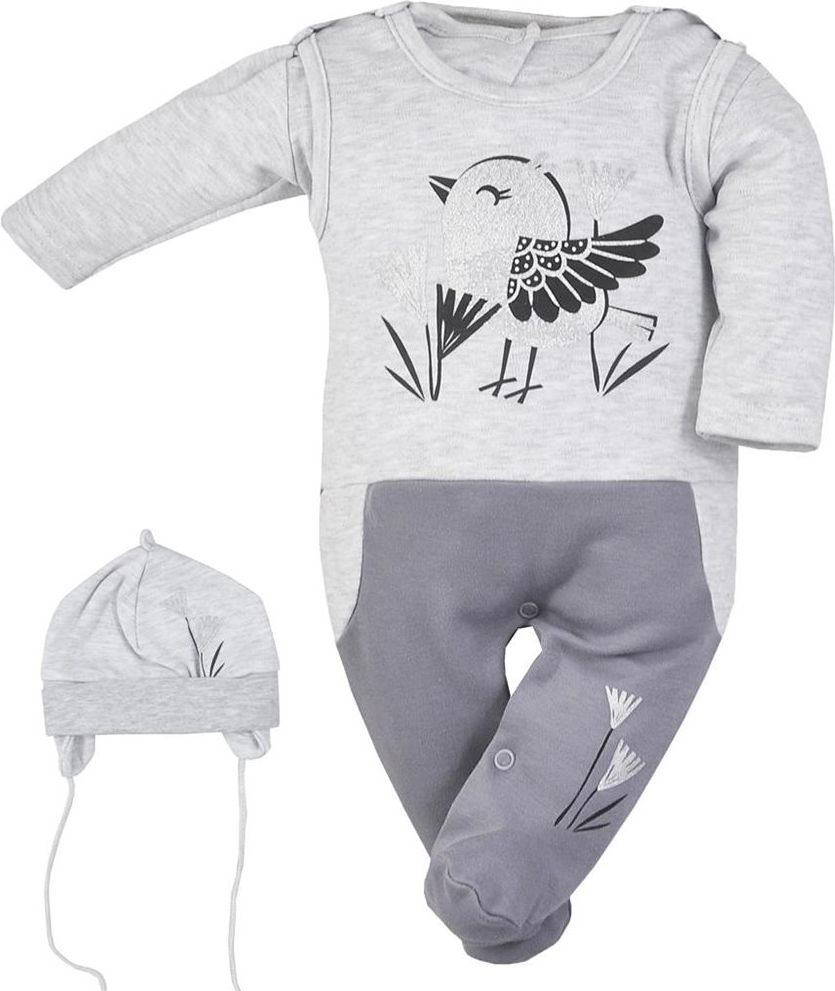 KOALA 3-dílná bavlněná dětská souprava Koala Birdy šedá Bavlna 68 (4-6m) - obrázek 1
