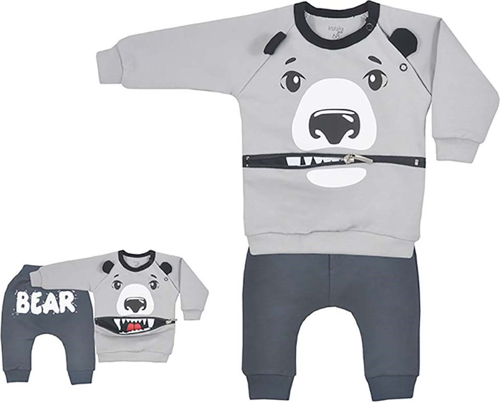 KOALA Kojenecké tepláčky a mikinka Koala Surprise šedá Bavlna/Elastan 68 (4-6m) - obrázek 1