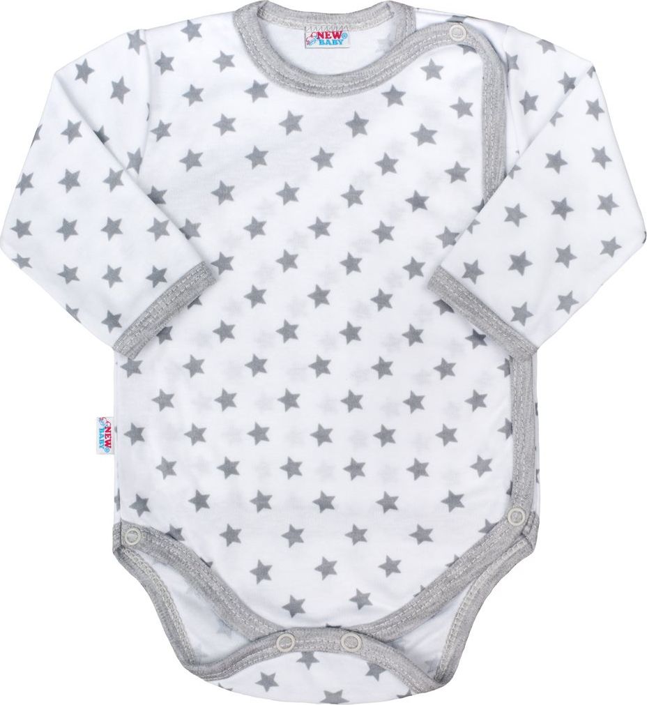 NEW BABY Kojenecké celorozepínací body New Baby Classic II šedé s hvězdičkami 50 100% bavlna 50 - obrázek 1