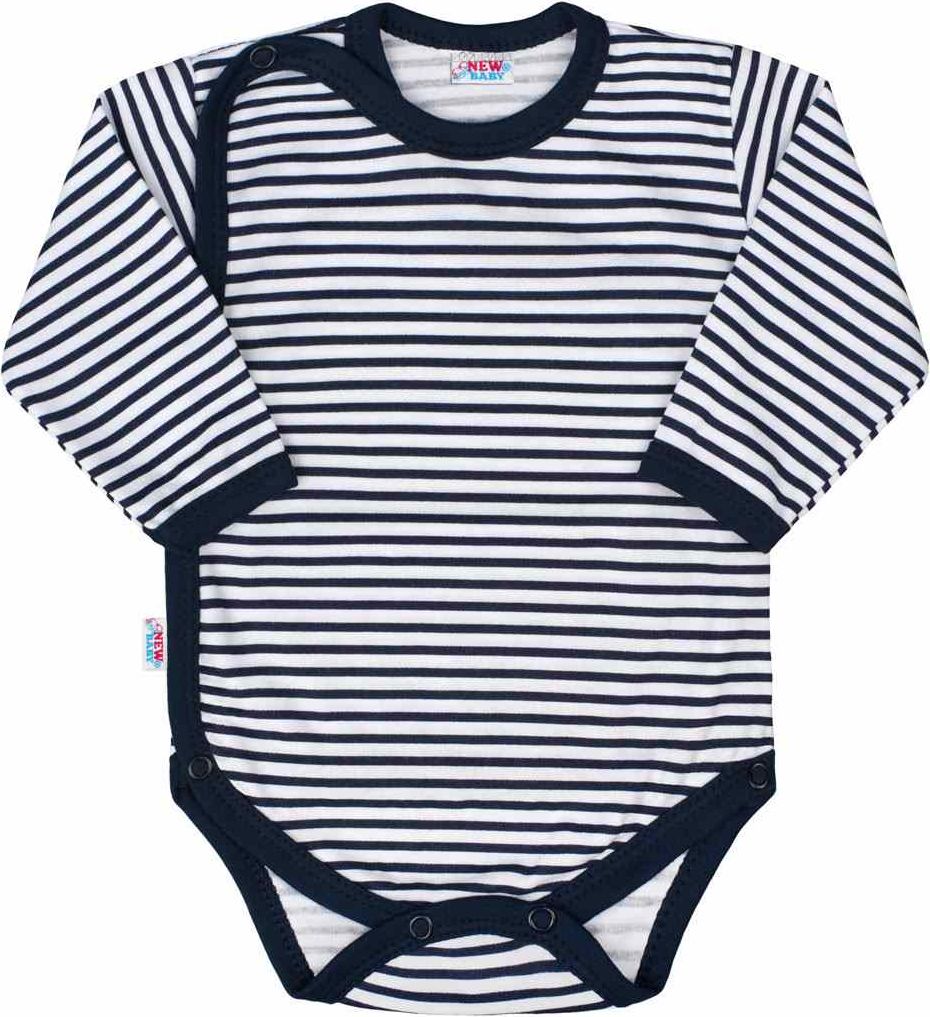 NEW BABY Kojenecké celorozepínací body New Baby Classic II s modrými pruhy 50 100% bavlna 50 - obrázek 1