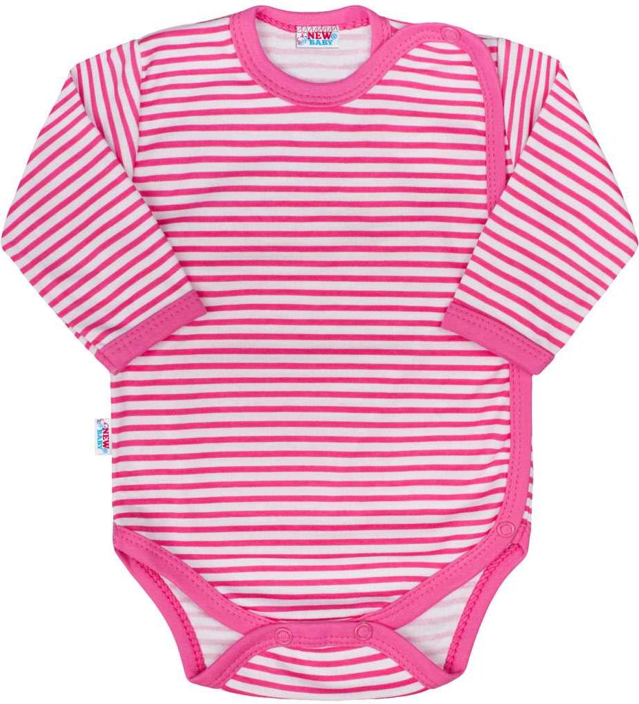NEW BABY Kojenecké celorozepínací body New Baby Classic II s růžovými pruhy 50 100% bavlna 50 - obrázek 1