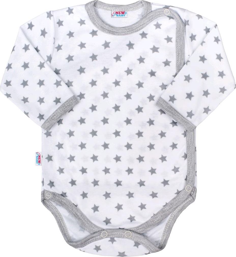 NEW BABY Kojenecké celorozepínací body New Baby Classic II šedé s hvězdičkami 68 100% bavlna 68 (4-6m) - obrázek 1