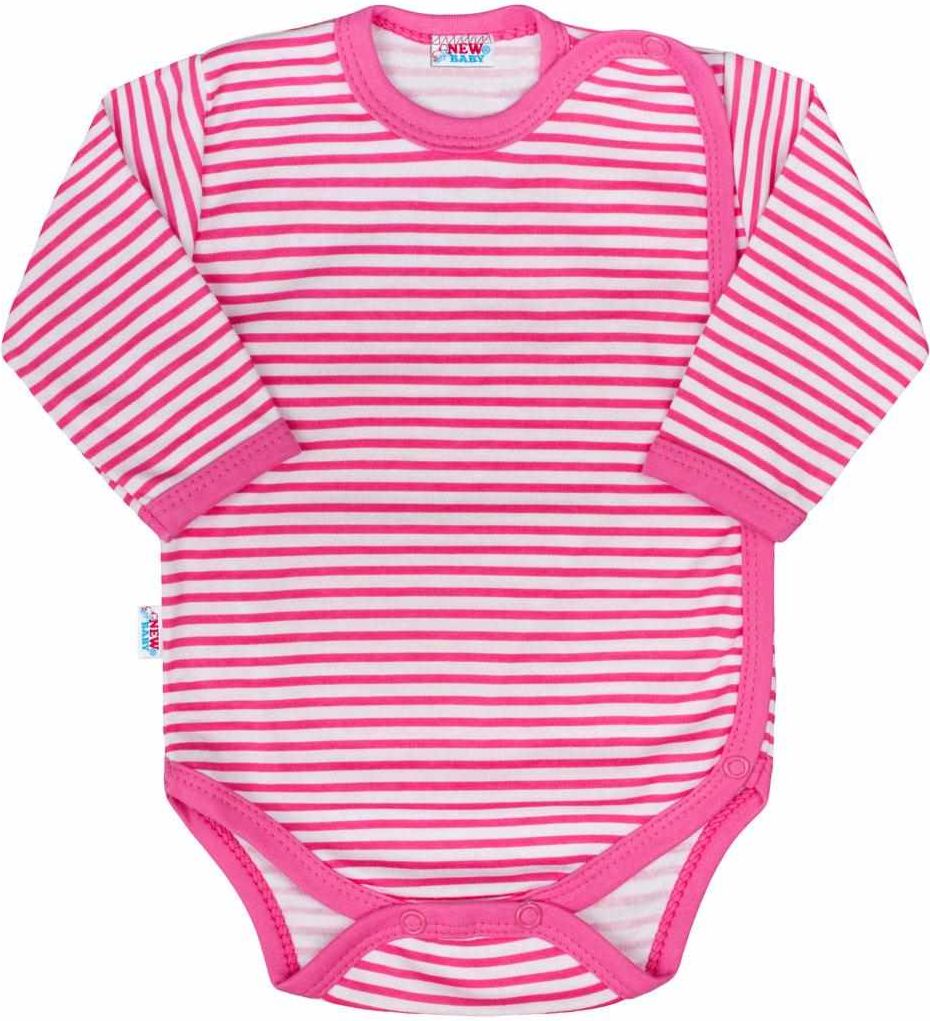 NEW BABY Kojenecké celorozepínací body New Baby Classic II s růžovými pruhy 68 100% bavlna 68 (4-6m) - obrázek 1