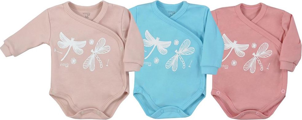 KOALA Kojenecké celorozepínací body Koala Vážka vintage růžové 68 100% bavlna 68 (4-6m) - obrázek 2
