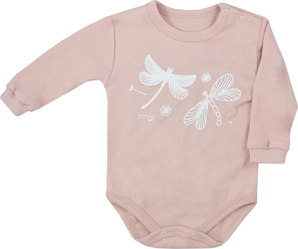 KOALA Kojenecké body s dlouhým rukávem Koala Vážka vintage růžové 74 100% bavlna 74 (6-9m) - obrázek 1