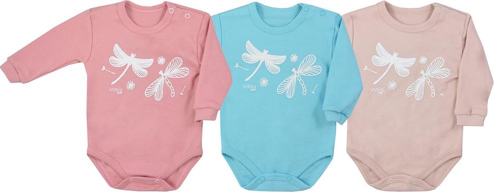 KOALA Kojenecké body s dlouhým rukávem Koala Vážka vintage růžové 74 100% bavlna 74 (6-9m) - obrázek 2