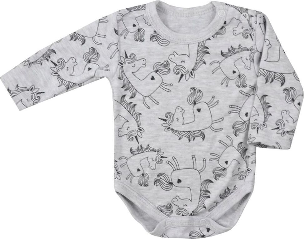 KOALA Kojenecké body s dlouhým rukávem Koala Magic Animals šedé unicorn 80 100% bavlna 80 (9-12m) - obrázek 1