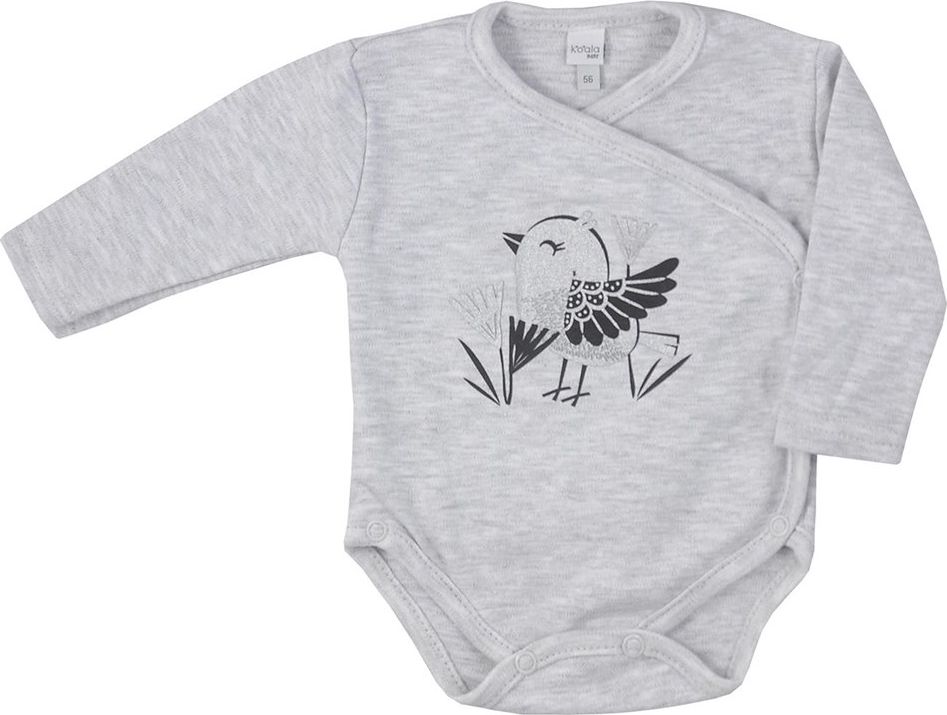 KOALA Kojenecké bavlněné body s bočním zapínáním Koala Birdy šedé 68 100% bavlna 68 (4-6m) - obrázek 1