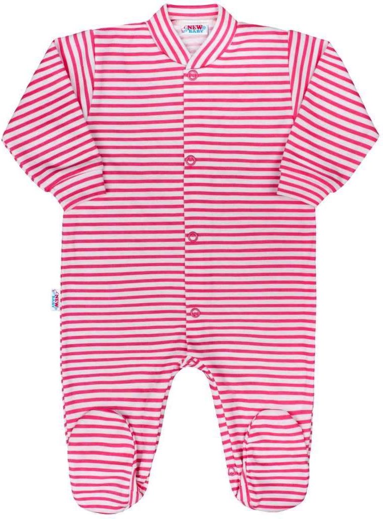 NEW BABY Kojenecký overal New Baby Classic II s růžovými pruhy 100% Bavlna 56 (0-3m) - obrázek 1