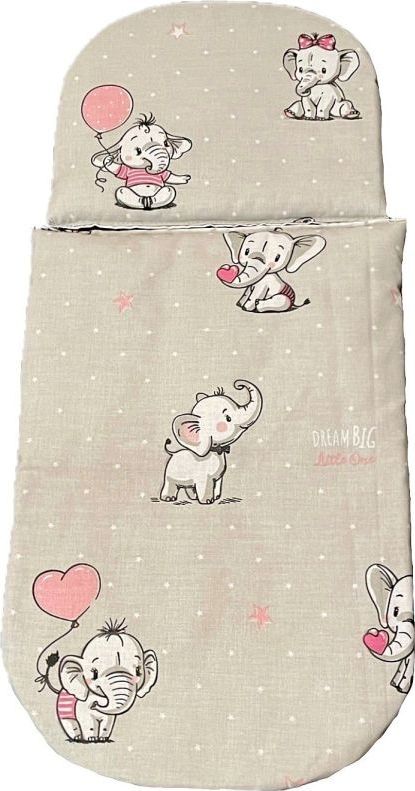 SDS Peřinky do kočárku pro panenky Sloníci šedá/Sloníci bílá Bavlna, výplň: Polyester, 27x40 cm / 25x20 cm - obrázek 4