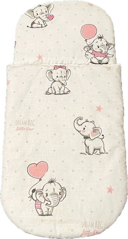 SDS Peřinky do kočárku pro panenky Sloníci šedá/Sloníci bílá Bavlna, výplň: Polyester, 27x40 cm / 25x20 cm - obrázek 5