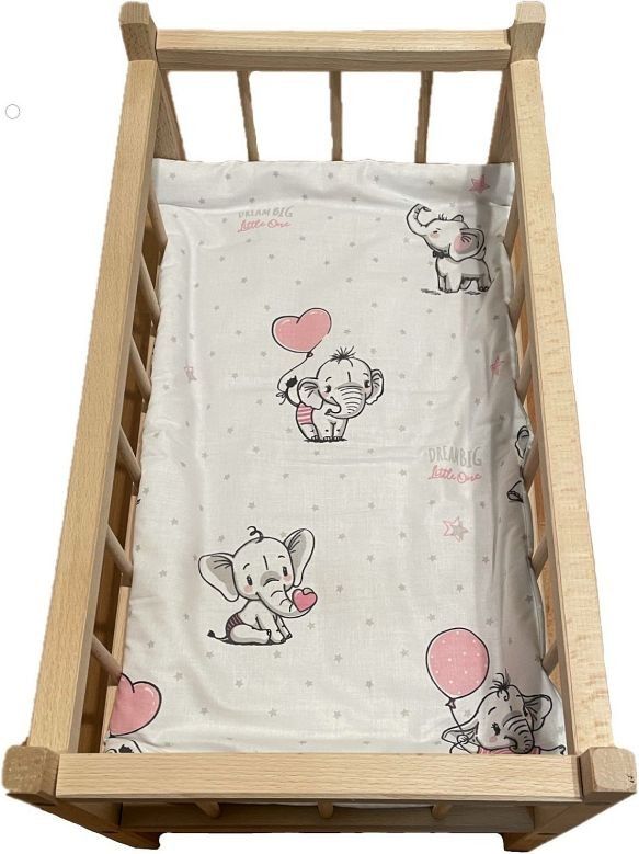 SDS Matrace do postýlky pro panenky Sloníci šedá/Sloníci bílá Bavlna, výplň: Polyester, 50/28 cm - obrázek 3