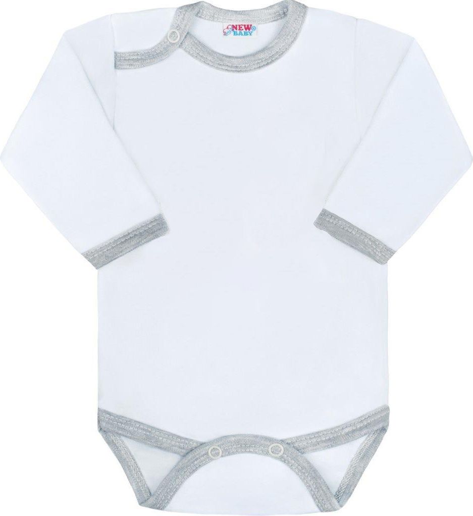 NEW BABY Kojenecké body s šedým lemem 100% bavlna 68 (4-6m) - obrázek 1