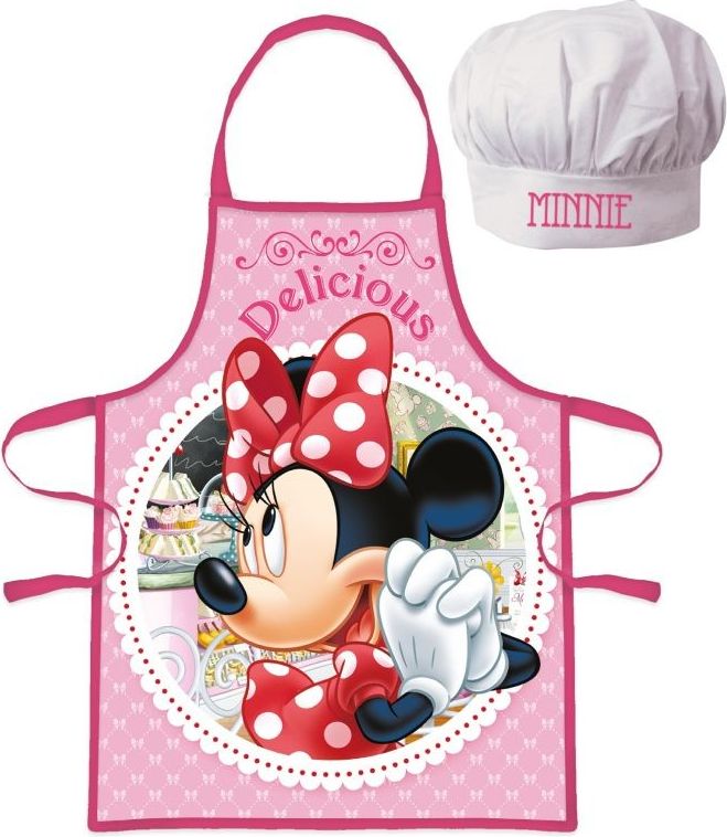 EUROSWAN Dětská zástěra s kuchařskou čepicí Minnie Polyester, 52x42 cm - obrázek 1