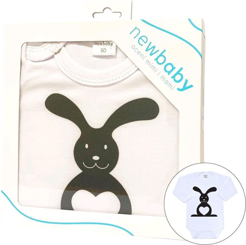 NEW BABY Kojenecké body s dlouhým rukávem Zvířátko Zajíček - dárkové balení 100% bavlna 80 (9-12m) - obrázek 1