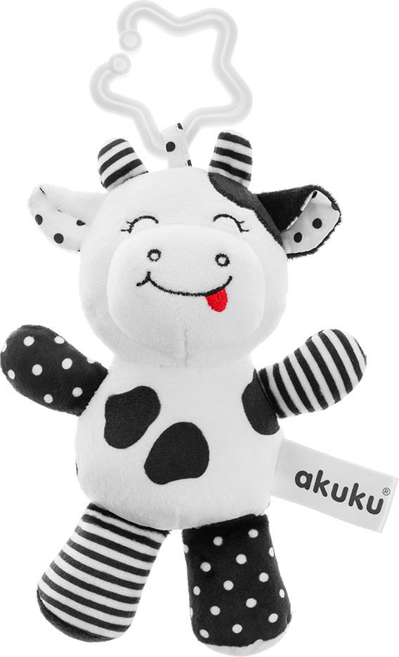 AKUKU Plyšová hračka s chrastítkem kravička černobílá Plyš 22 cm - obrázek 1