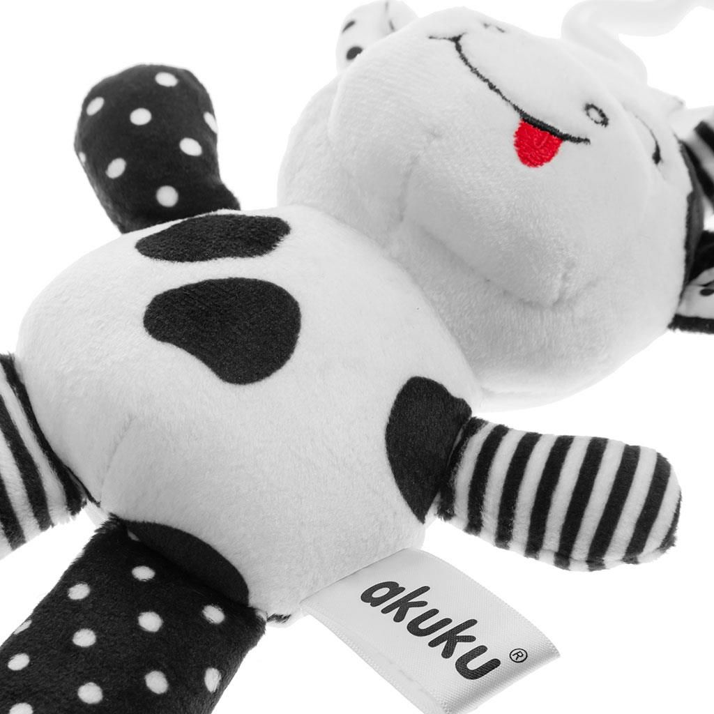 AKUKU Plyšová hračka s chrastítkem kravička černobílá Plyš 22 cm - obrázek 2