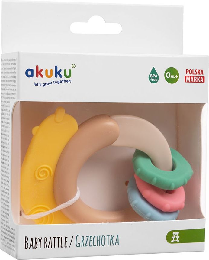 AKUKU Chrastítko-kousátko Hlemýžď Plast/Silikon 9,5 cm - obrázek 2