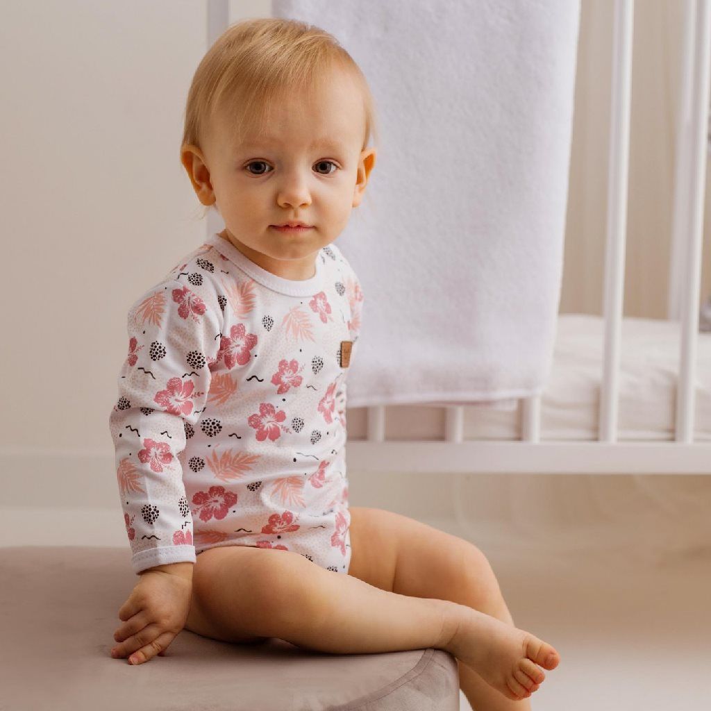 KOALA Kojenecké body s dlouhým rukávem Flowers 100% bavlna 80 (9-12m) - obrázek 3