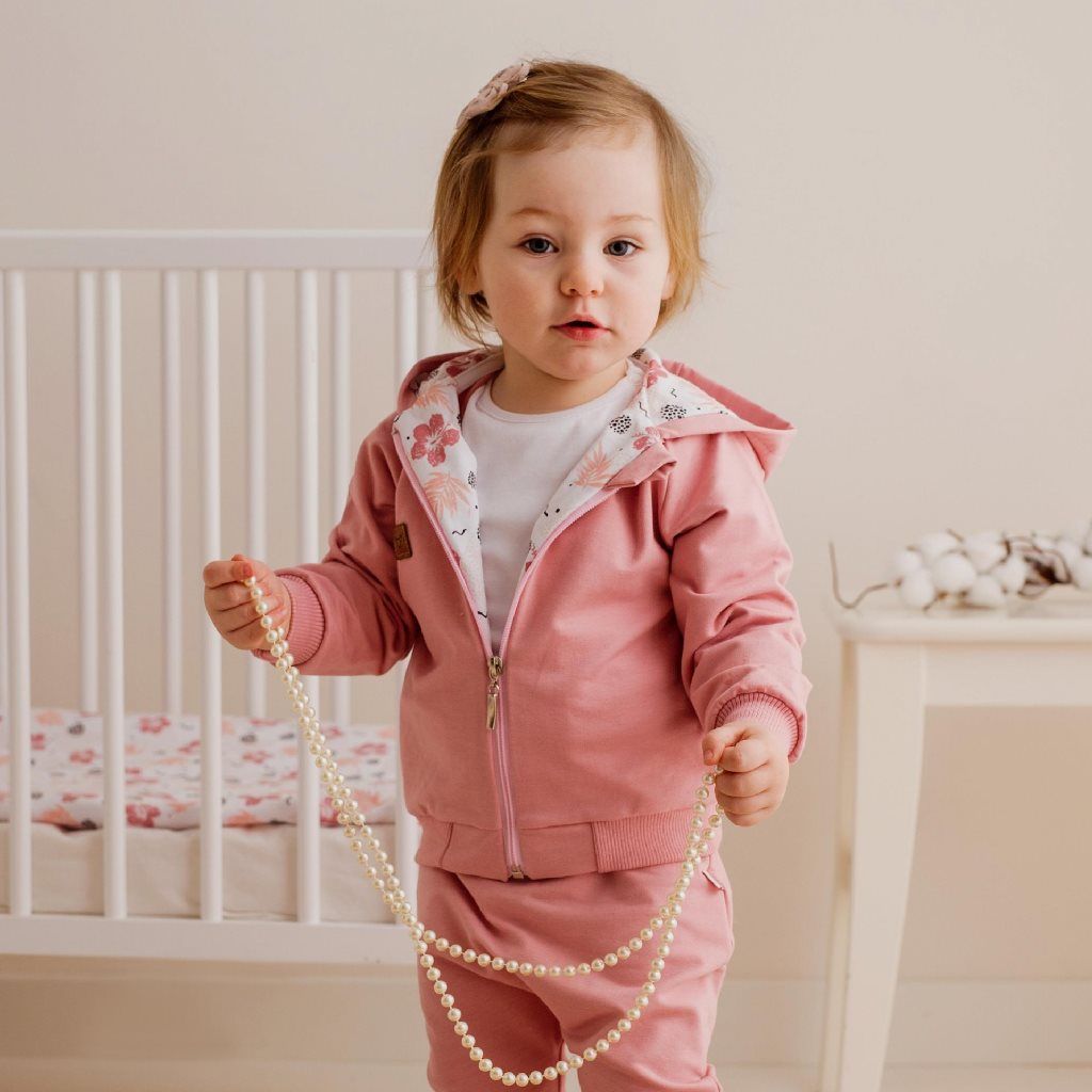 KOALA Kojenecké tepláčky a mikinka s kapucí Flowers Bavlna/Polyester 68 (4-6m) - obrázek 3