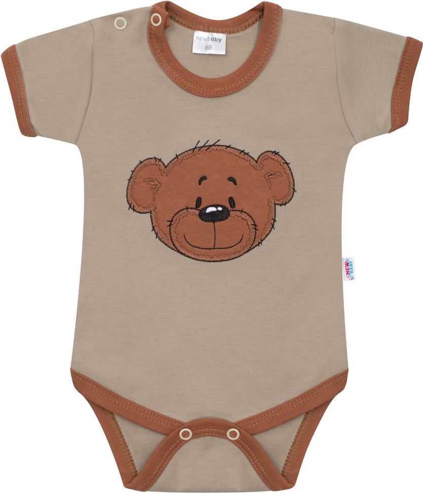 NEW BABY Kojenecké bavlněné body s krátkým rukávem BrumBrum latte brown 100% bavlna 68 (4-6m) - obrázek 1