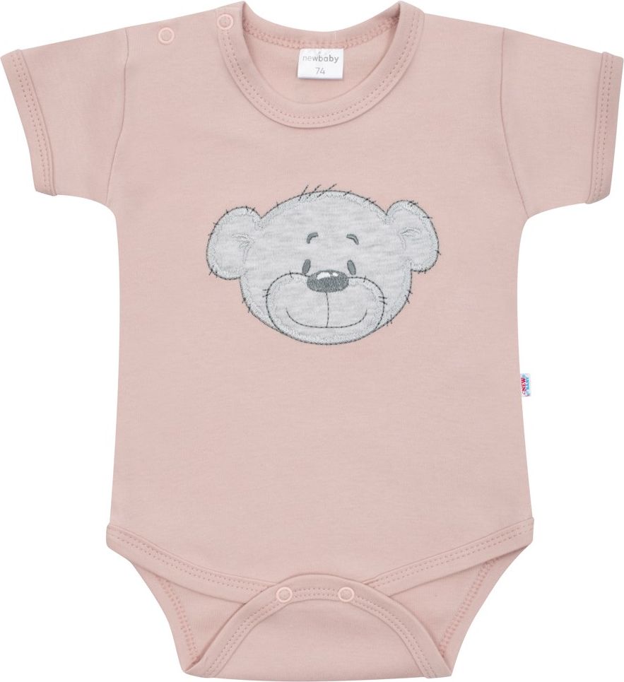 NEW BABY Kojenecké bavlněné body s krátkým rukávem BrumBrum old pink 100% bavlna 74 (6-9m) - obrázek 1