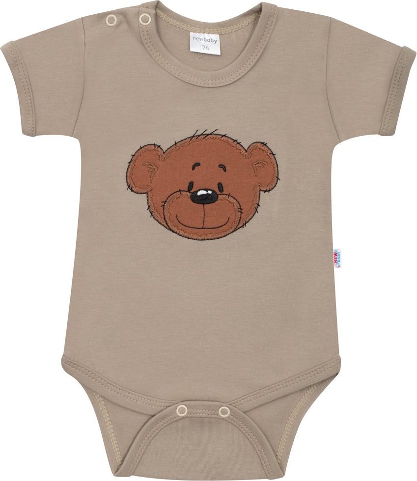 NEW BABY Kojenecké bavlněné body s krátkým rukávem BrumBrum latte 100% bavlna 80 (9-12m) - obrázek 1