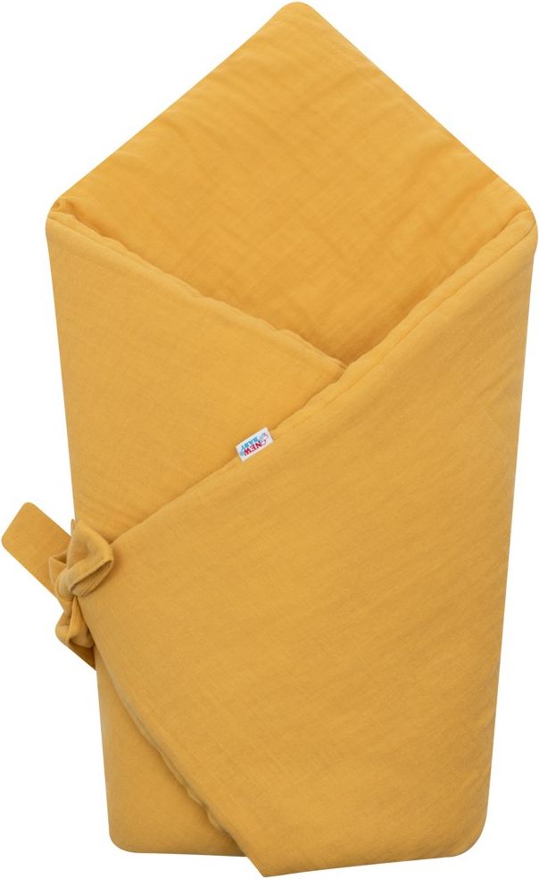NEW BABY Mušelínová šněrovací zavinovačka hořčicová Bavlna/Polyester/Antialergické vlákno 75x75 cm - obrázek 1