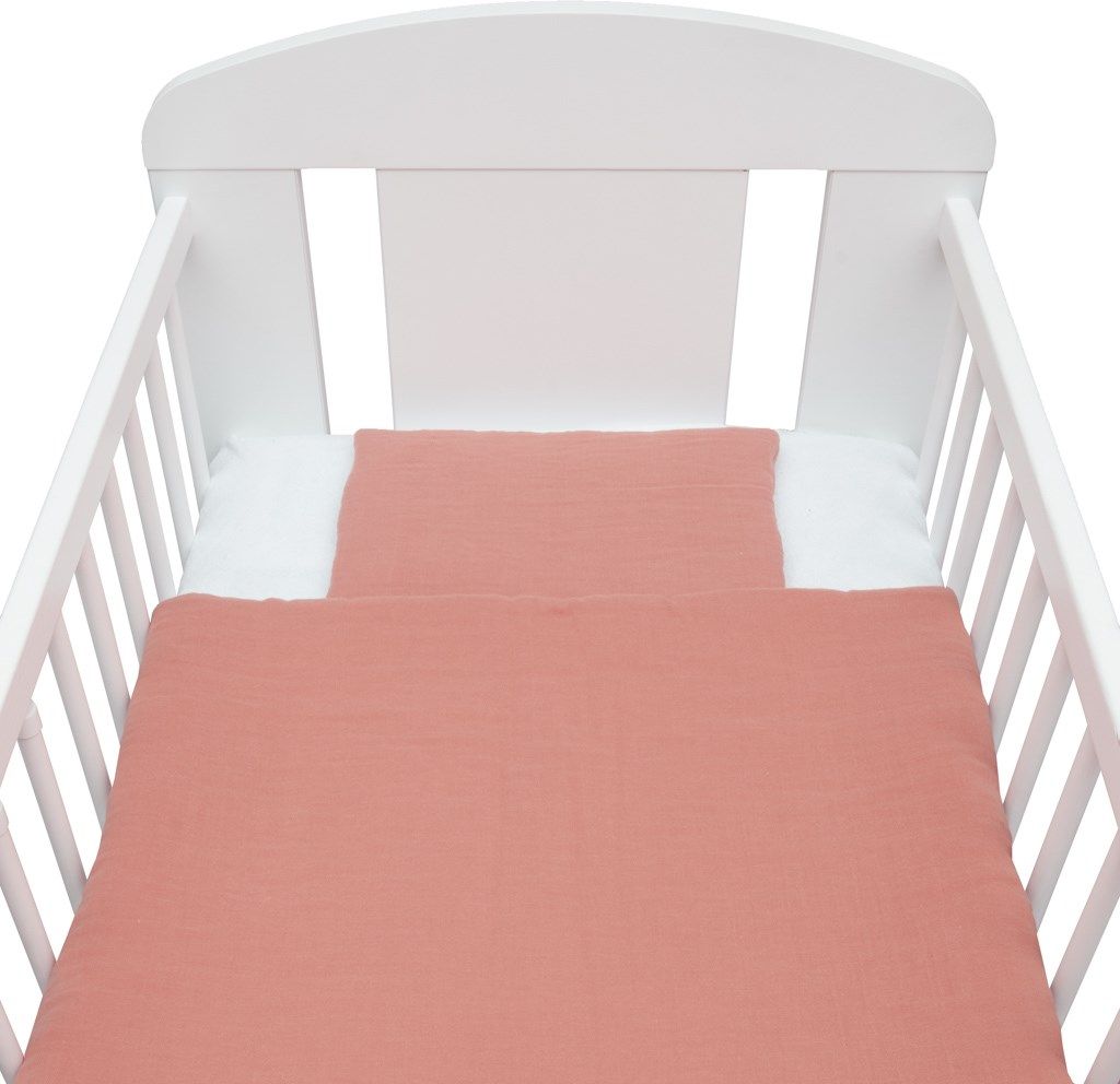 NEW BABY Mušelínový set do postýlky s výplní růžový 100% Bavlna 70x100 cm, 35x30 cm - obrázek 2