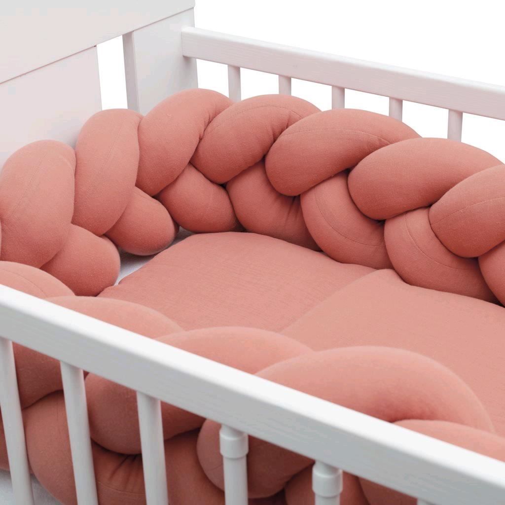 NEW BABY Mušelínový set do postýlky s výplní růžový 100% Bavlna 70x100 cm, 35x30 cm - obrázek 4